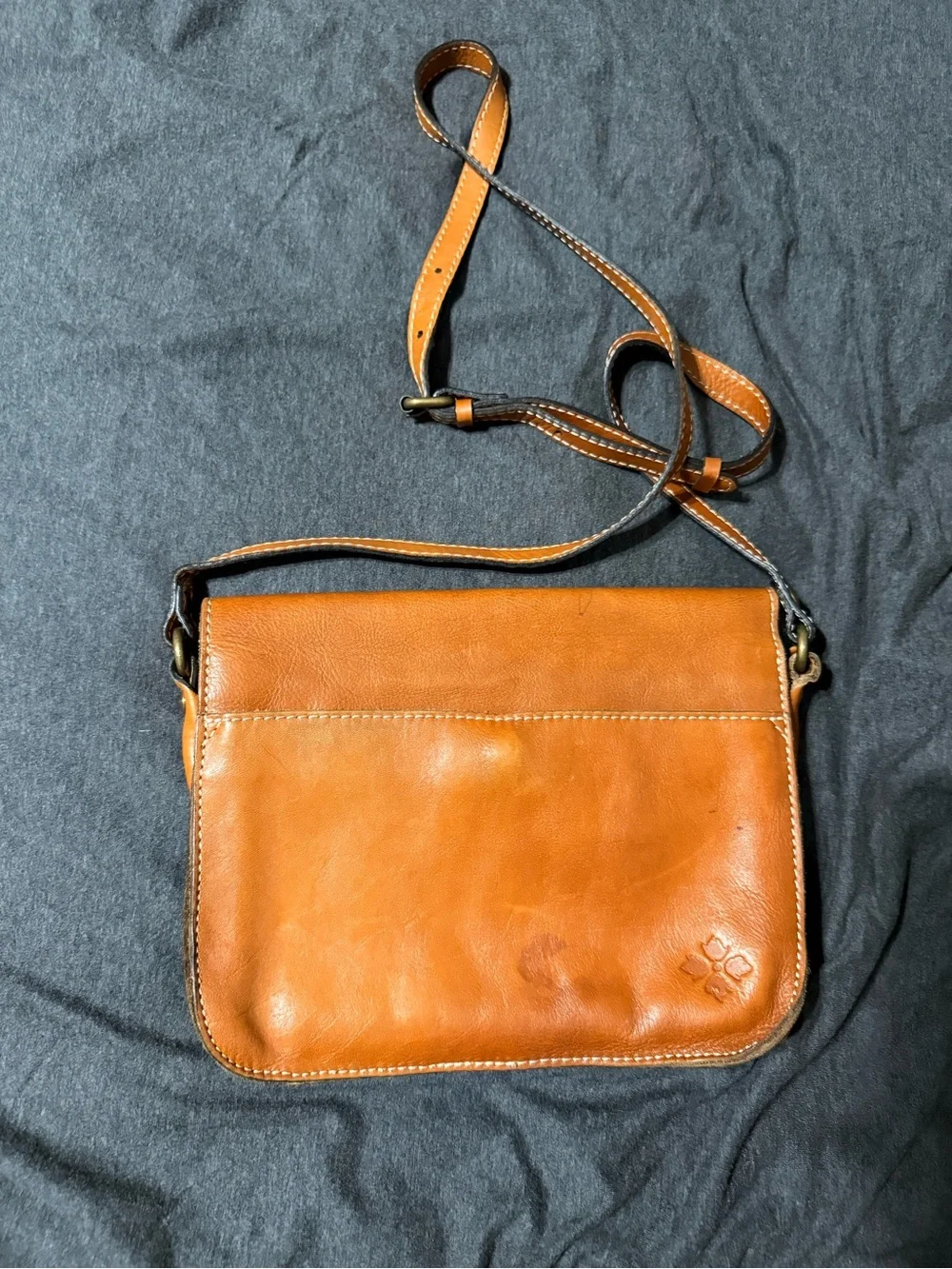 Patricia Nash Cognac Tan Leather Crossbody Satchel